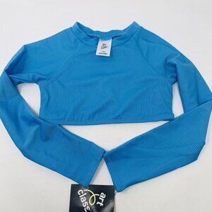 Art Class Girls Size Small 6/7 Cyber Long Sleeve Swim Top in Blue Turquoise 2439